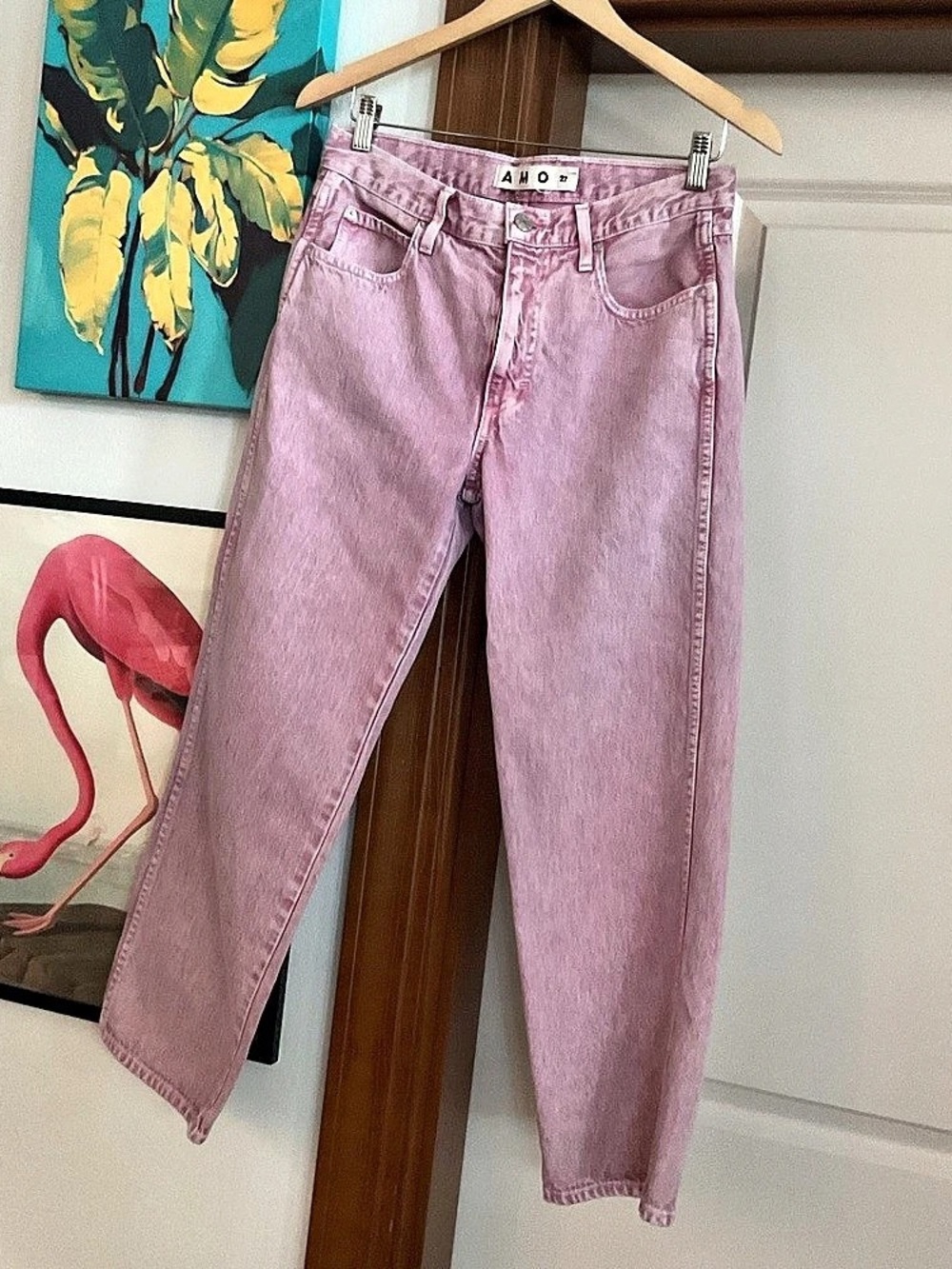 AMO Pink Billie Straight Leg Jean Waist 27 Like New